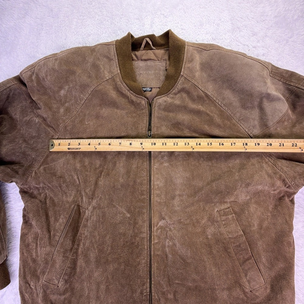 VTG Knights Bridge Brown Suede Leather Bomber Jacket Mens L Quilted Liner 90s - Picture 5 of 10